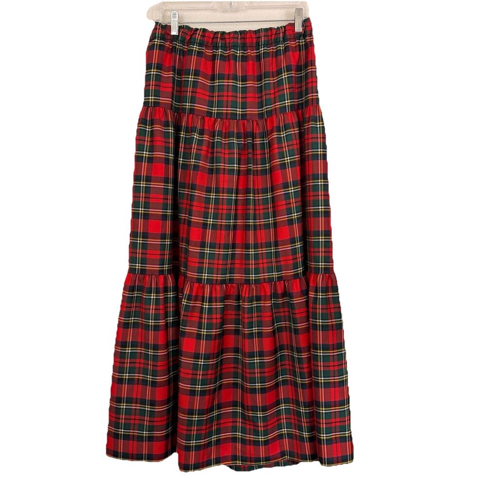 J Crew Tiered Tartan Maxi Skirt Sz Large Wool Blend Holiday Plaid H2488 - Picture 5 of 10
